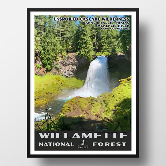 Willamette National Forest Poster - WPA (Sahalie Falls) - OPF