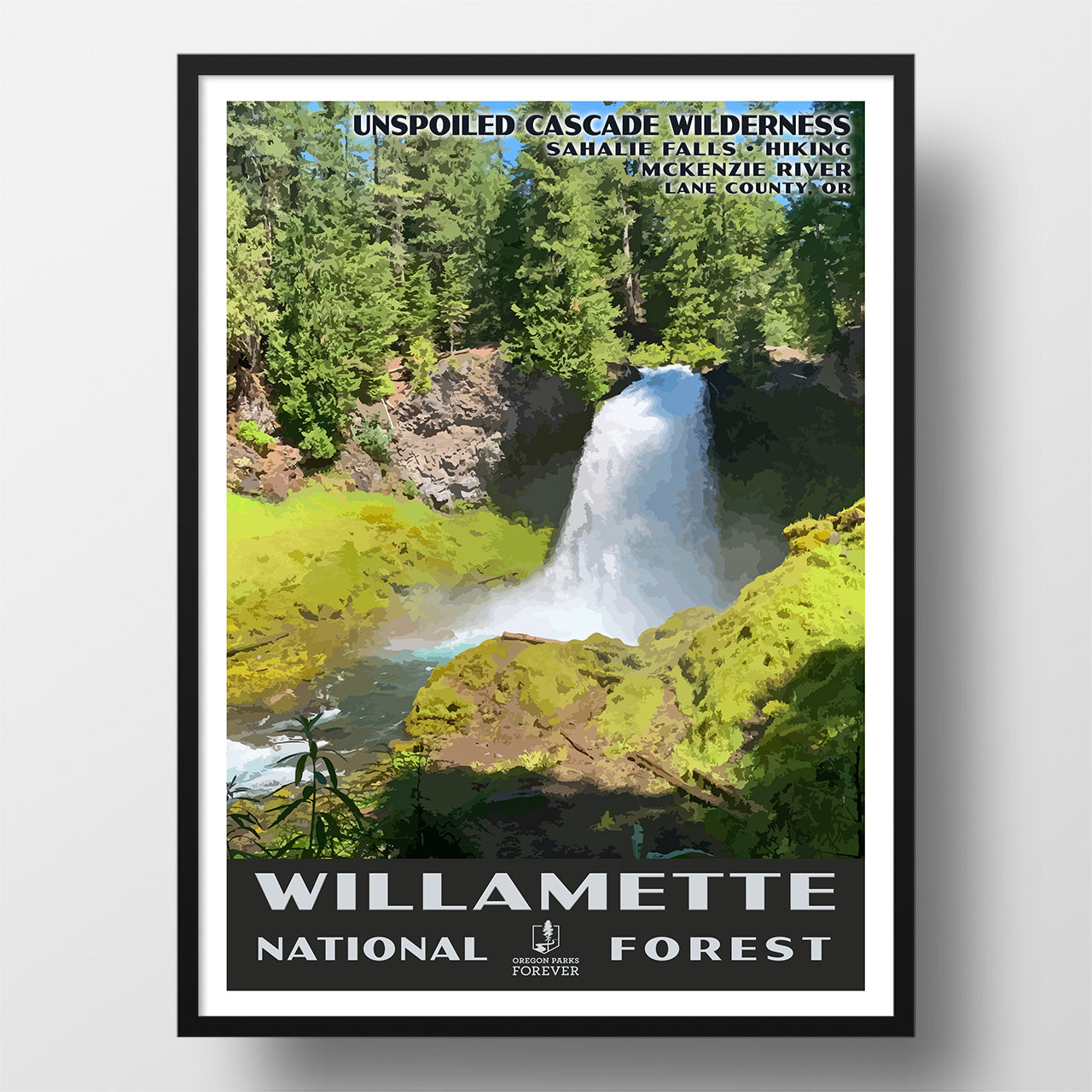 Willamette National Forest Poster - WPA (Sahalie Falls) - OPF