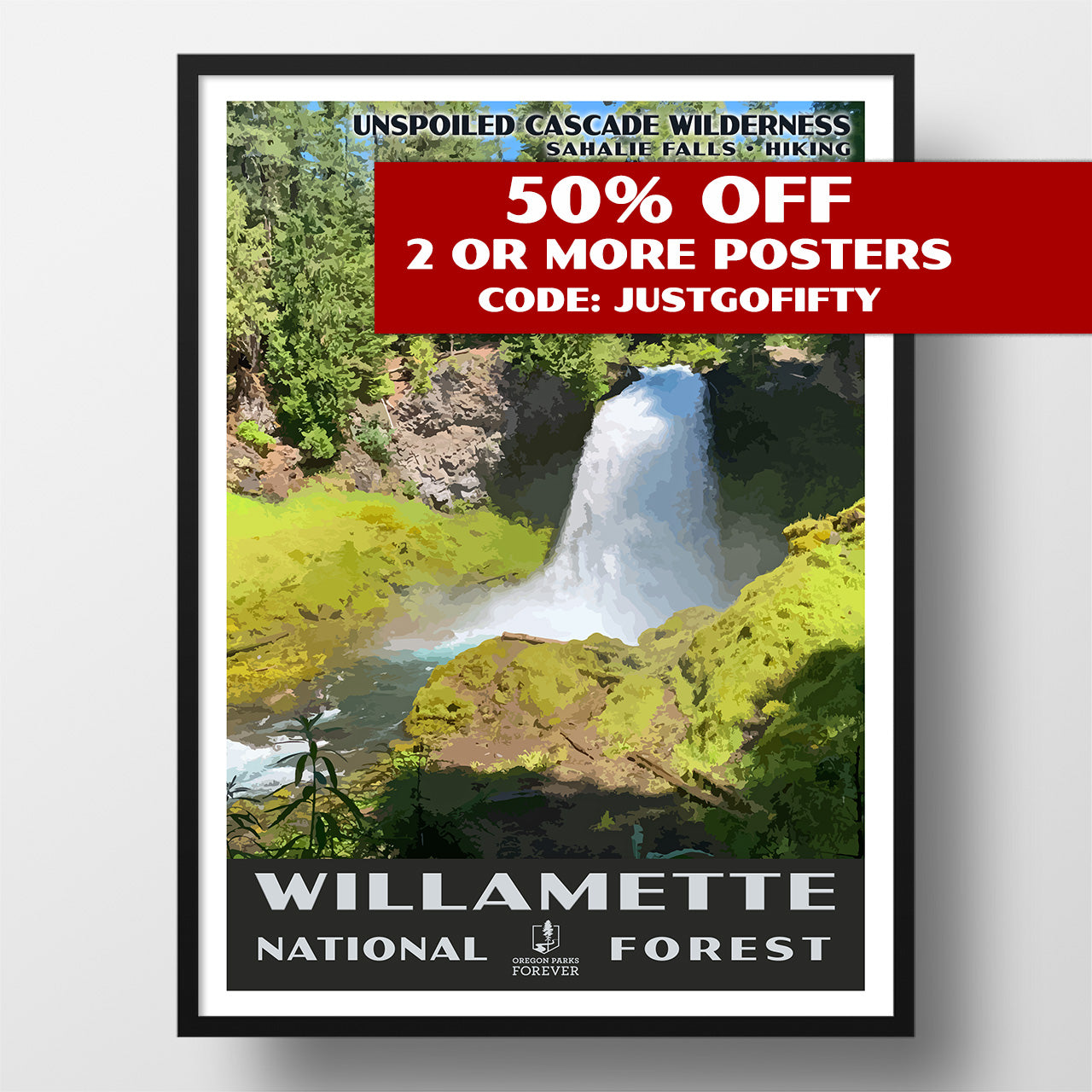 Willamette National Forest Poster - WPA (Sahalie Falls) - OPF