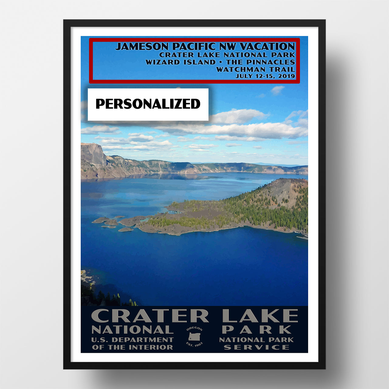 Crater Lake National Park Poster WPA style