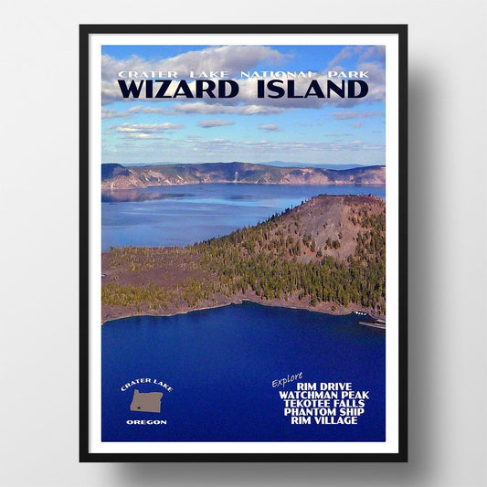 Crater Lake National Park Poster-Wizard Island