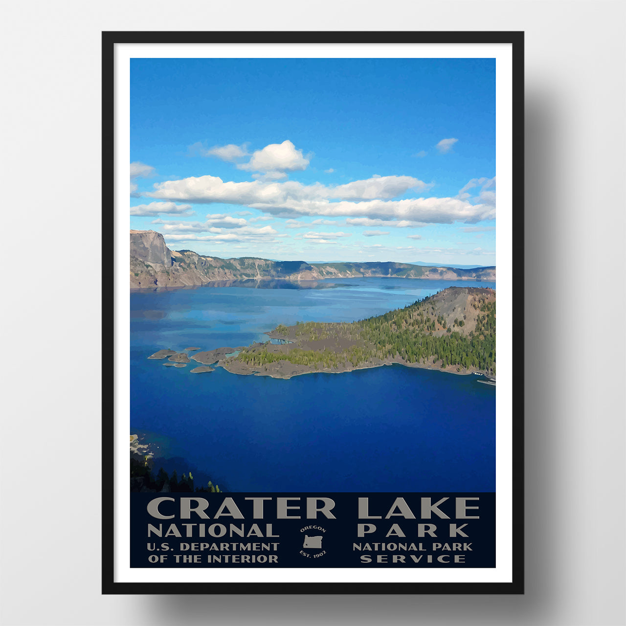 Crater Lake National Park Poster WPA style
