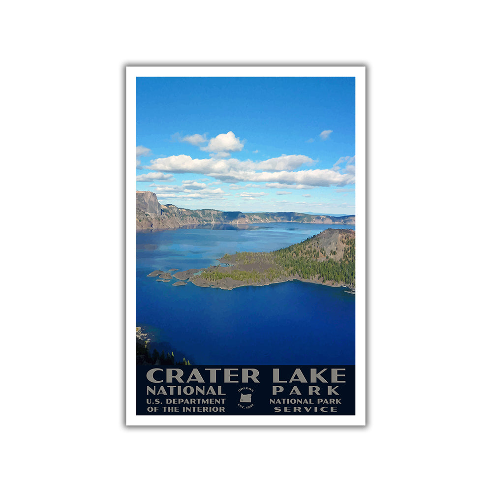 Crater Lake National Park Poster WPA style