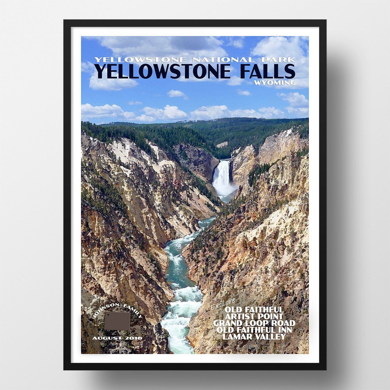 Yellowstone National Park Poster-Yellowstone Falls (Personalized)