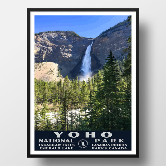 Yoho national park poster (takakkaw falls) wpa style