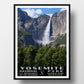 Yosemite falls national park poster, wpa style