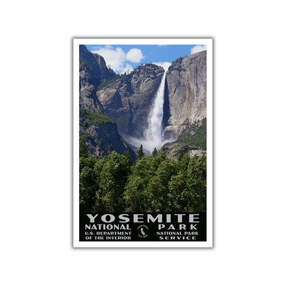 Yosemite falls national park poster, wpa style