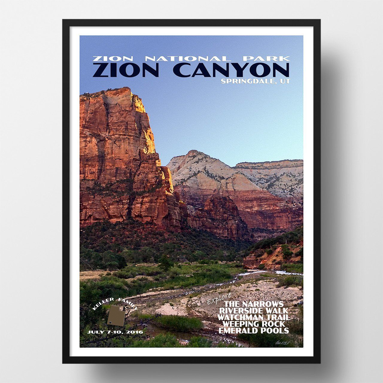 Zion National Park Poster-Zion Canyon (Personalized)