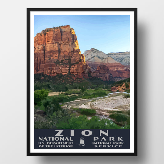 Zion National Park poster wpa style zion canyon