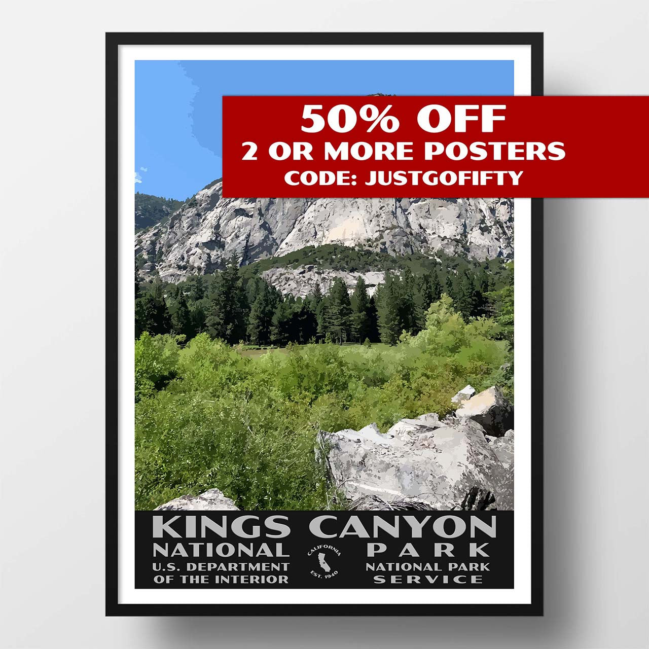 Kings Canyon National Park poster Zumwalt Meadow